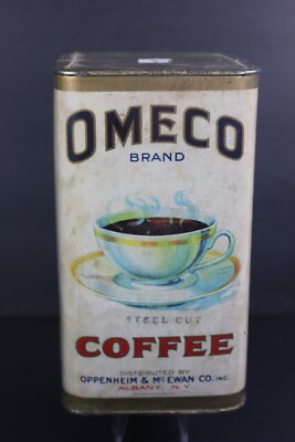 RARE Early 1900's OMECO Brand COFFEE TIN Oppenheim & McEwan Co. Albany, New York