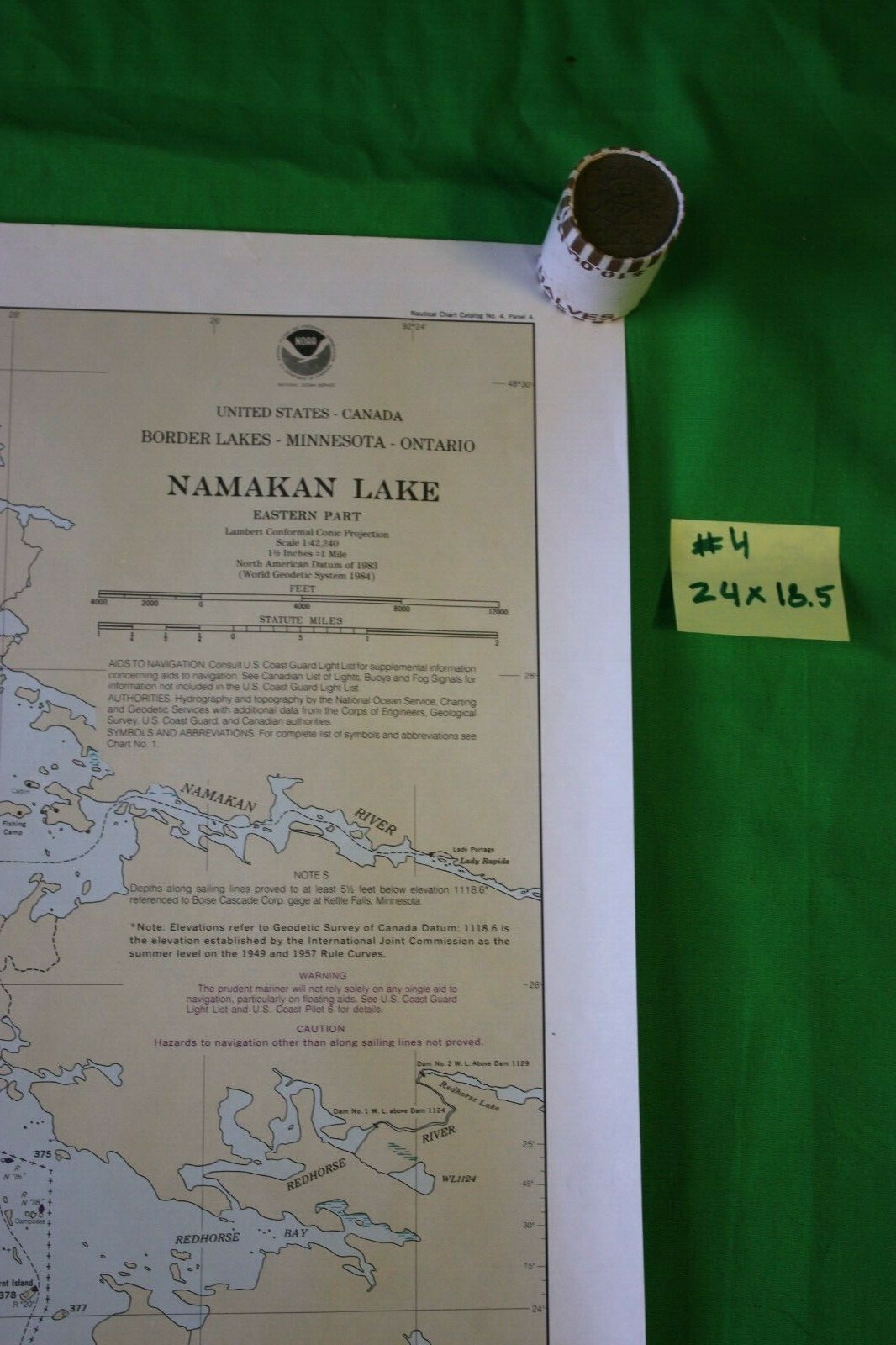 Border Lakes-Minnesota - Namakan Lake 24x18.5 Vintage 1991 Nautical Chart/Map
