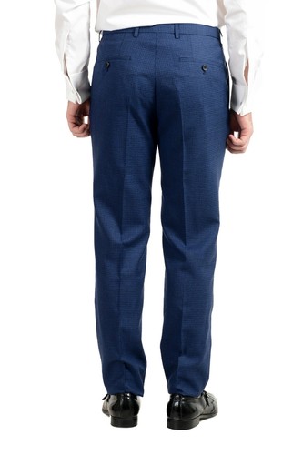 Pre-owned Hugo Boss "johnstons5/lenon1" Men's 100% Wool Blue Two Button Suit