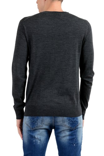 Pre-owned Versace Men's 100% Wool Gray Crewneck Sweater Size S M L