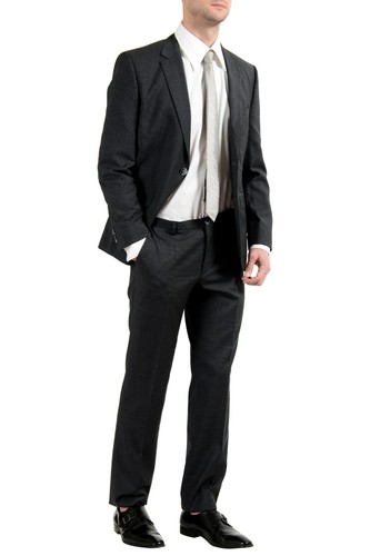 Pre-owned Hugo Boss "c-jeys1/c-shaft1" Men's 100% Wool Gray Two Button Suit
