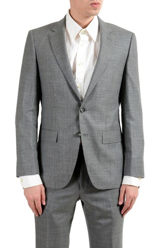 Pre-owned Hugo Boss "t-harvers4/glover3" Men's Silk Wool Gray Slim Two Button Suit