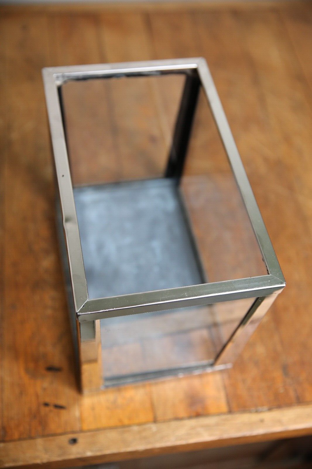 Vintage Mid Century Aquarium Terrarium Slate Bottom Fish Tank MCM chrome metal