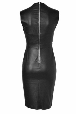 GOLDENSLEATHER EINZIGARTIG GESTREIFTES GESTREIFTES MINI-LEDERKLEID PARTY-ABENDKLEID AUS LEDER