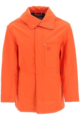 Pre-owned Kenzo Men's Mid Length Poppy Coat In Poppy Orange-medium