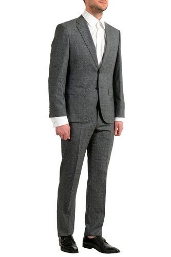 Pre-owned Hugo Boss Men's "johnstons5/lenon1" Regular Fit Gray 100% Wool Two Button Suit