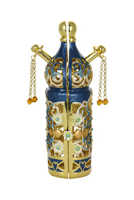 6'' Inch Jewish Blue and Gold Ornate Metal Torah Scroll Holder 