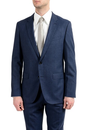 Pre-owned Hugo Boss "novan5/ben2" Men's 100% Wool Blue Plaid Two Button Suit
