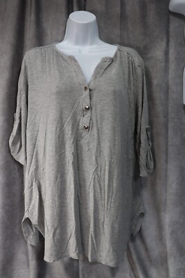 Fred David Women's Gray Long Sleeve Casual Shirt Size Large