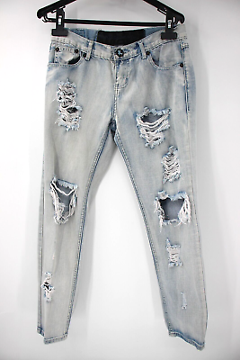 One teaspoon jeans Womens 25 W28 light blue destroyed ripped jeans cotton denim