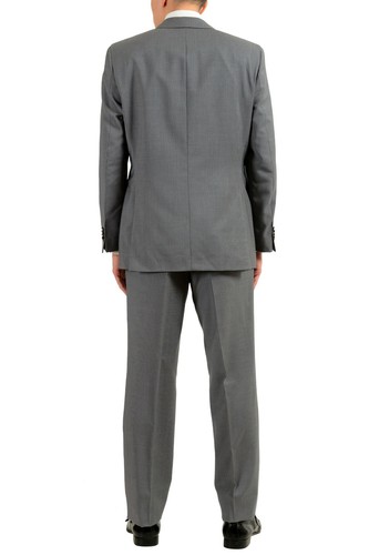 Pre-owned Hugo Boss "paolini1/movio1us" Men's 100% Wool Striped Gray Two Button Suit