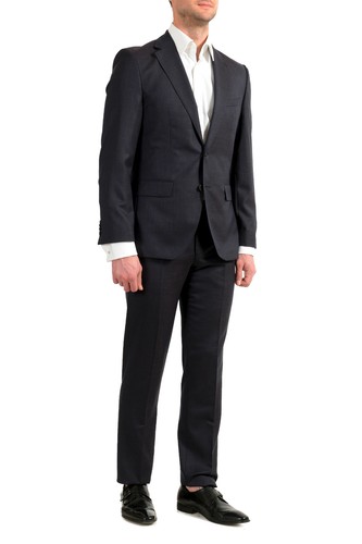 Pre-owned Hugo Boss Men's "johnstons5/lenon1" Regular Fit Blue 100% Wool Two Button Suit