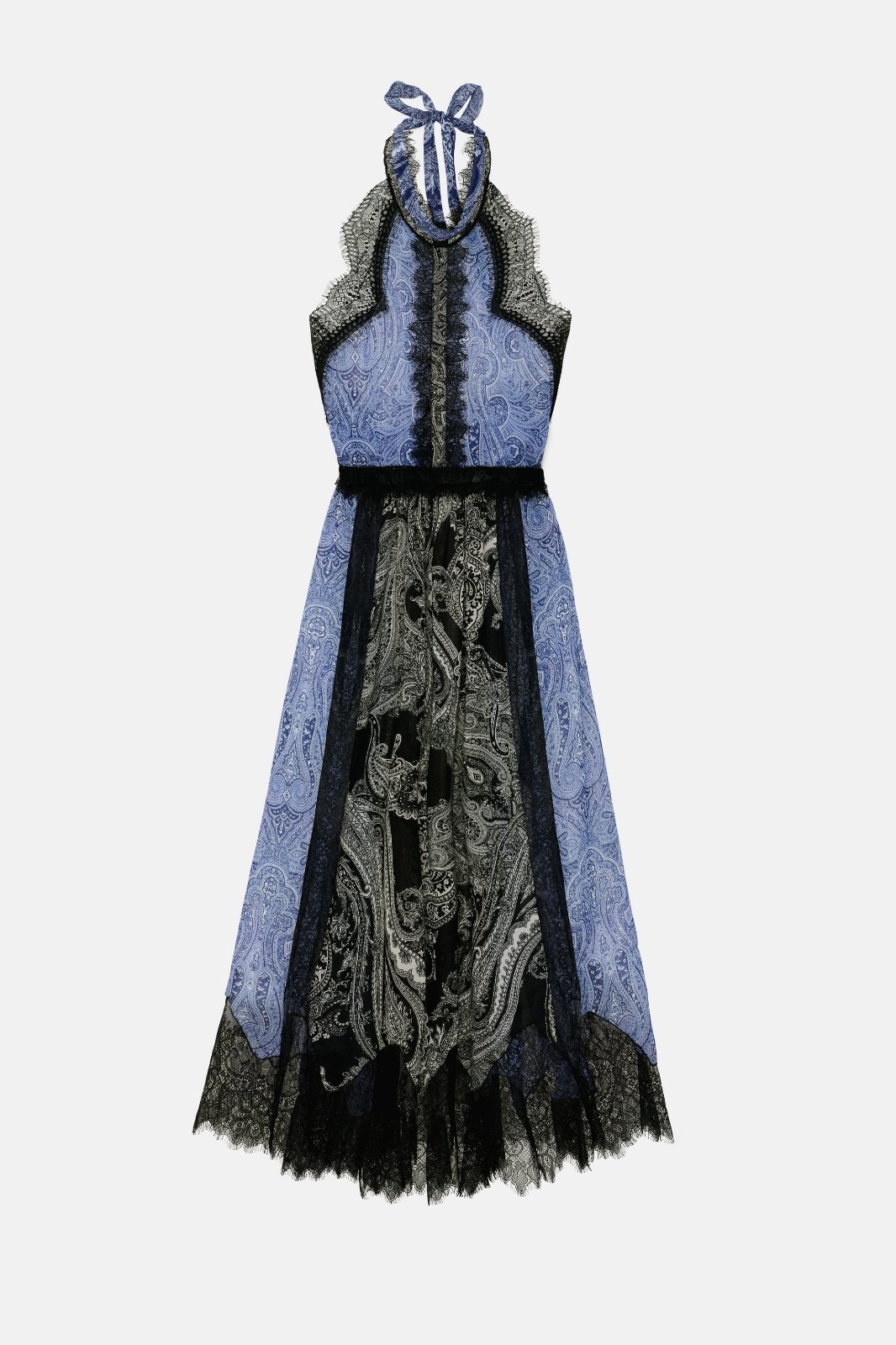 ZARA STUDIO LIMITED EDITION LACE PAISLEY LONG HALTER DRESS