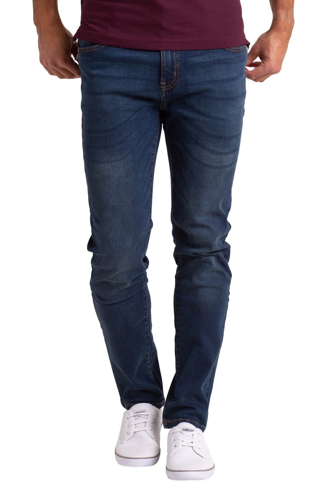 S Stretch Skinny Fit Slim Denim Pants Original Straight Indigo Blue