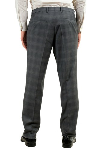 Pre-owned Hugo Boss "the Grand/central2we" Men's 100% Wool Plaid Three Piece Suit In Gray