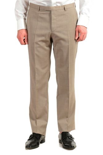 Pre-owned Hugo Boss Men's "johnstons5/lenon1" Regular Fit 100% Wool Two Button Suit In Beige