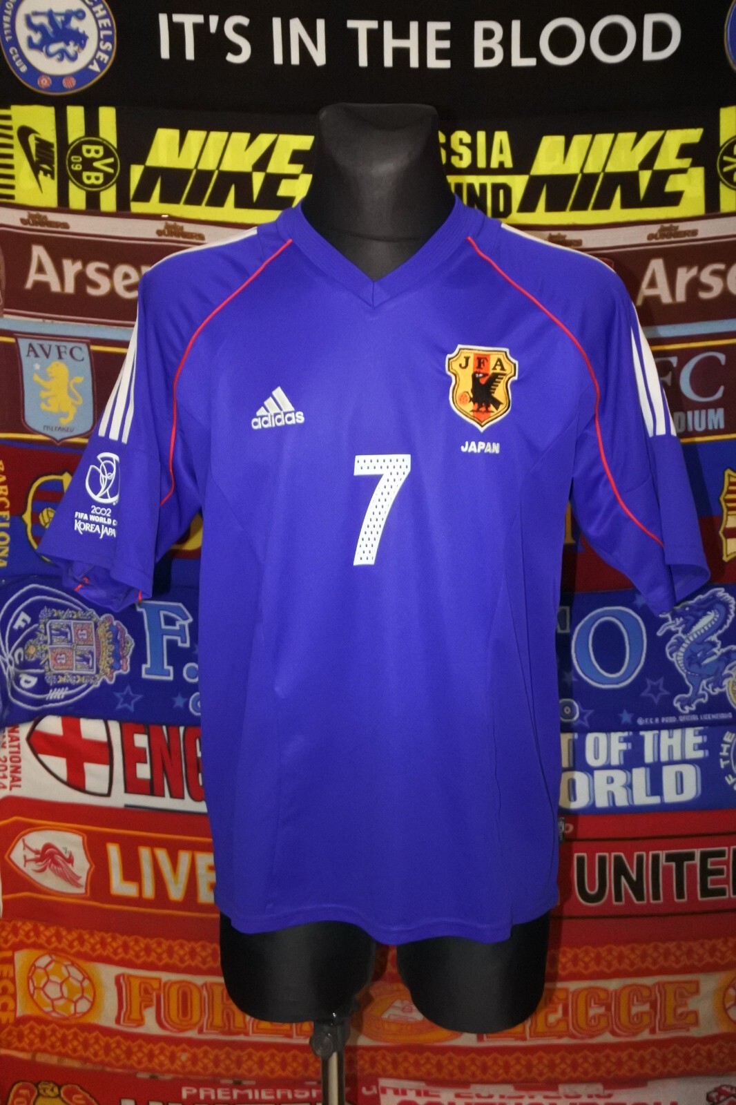 2002年adidas 日本代表 サッカーシャツ 7番NAKATA 2002-04 Japan Authentic Home L/S Shirt Nakata #7 - 6/10 - (M)