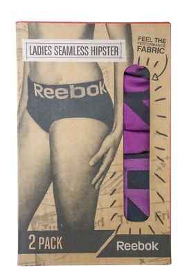 Size S Reebok 2 Pack Ladies Seamless Hipster Panties Underwear Purple and  Black