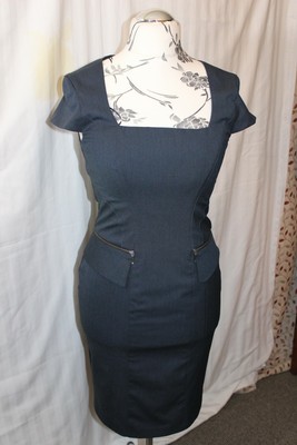 oasis dress size 12 NEW + TAGS  Grey Blue capped sleeves  shift dress