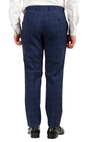 Pre-owned Hugo Boss Men's "jeckson/lenon1" Regular Fit Plaid 100% Wool Two Button Suit In Blue/navy Blue
