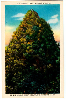 Postcard ''Chimney Top (Altitude 4740 Ft.) in the Great Smoky Mountains Ntl Park''