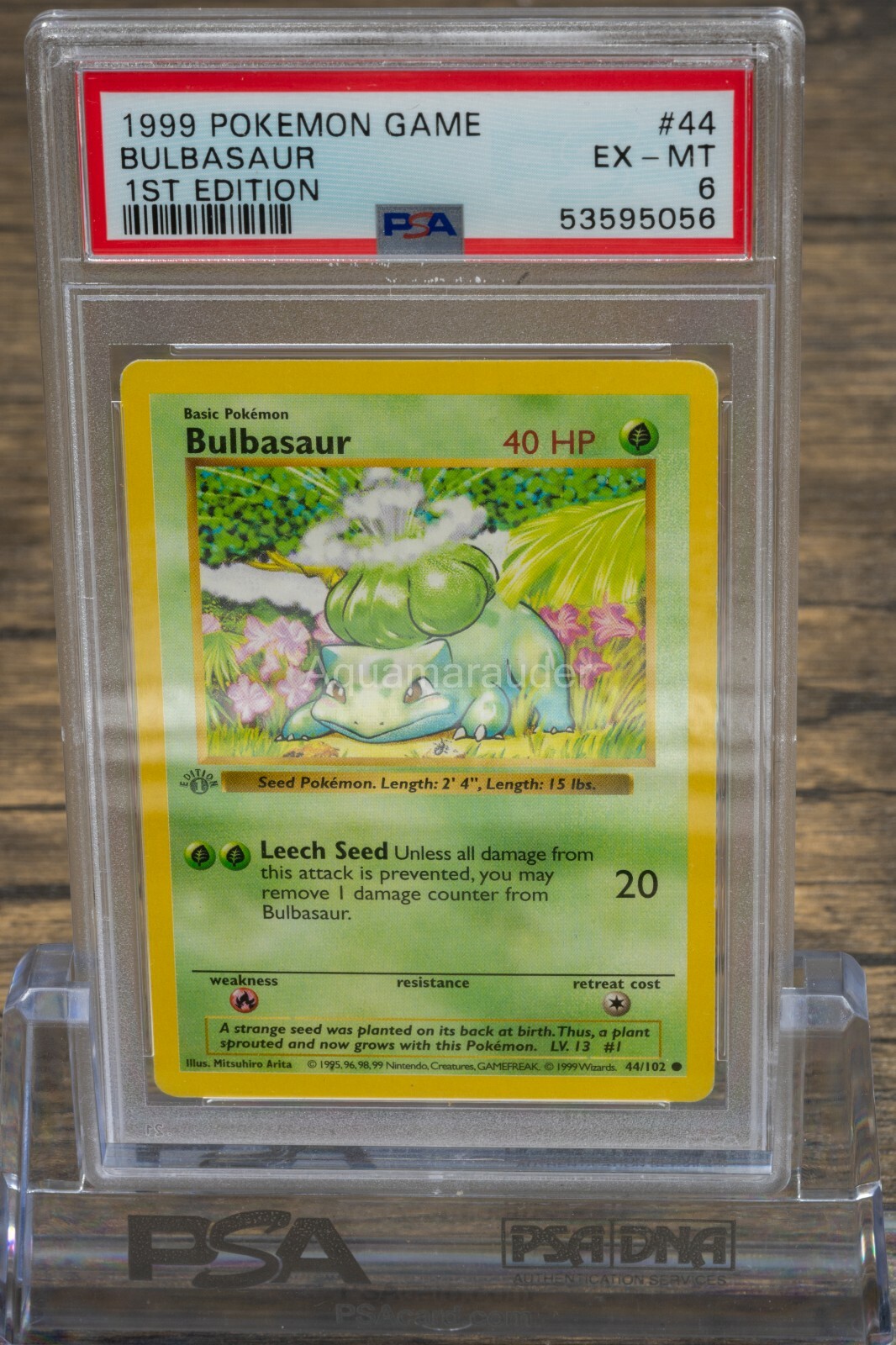 1999 Pokemon Bulbasaur #44 Grey Stamp Shadowless 1st Edition