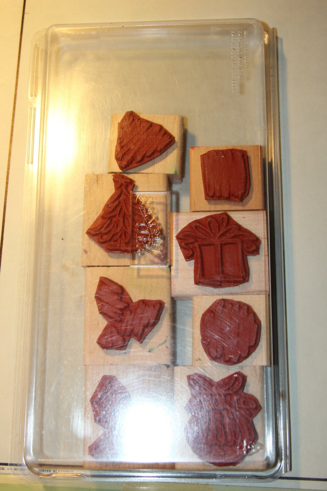 Stampin' Up Christmas Wood & Rubber Stamps Two-Step (Season Sketches)  set of 8