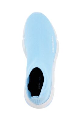 Pre-owned Balenciaga Speed 2.0 Sock Light Blue White High Top Knit Pull Trainer Sneaker 39