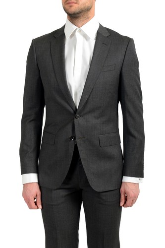 Pre-owned Hugo Boss "huge6/ganius5" Men's 100% Wool Slim Two Button Suit In Gray