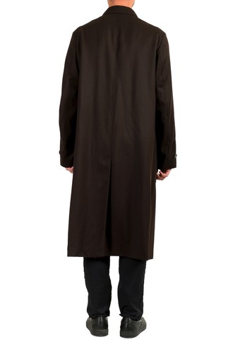 Pre-owned Hugo Boss Men's "rogen" Brown 100% Wool Button Down Long Coat