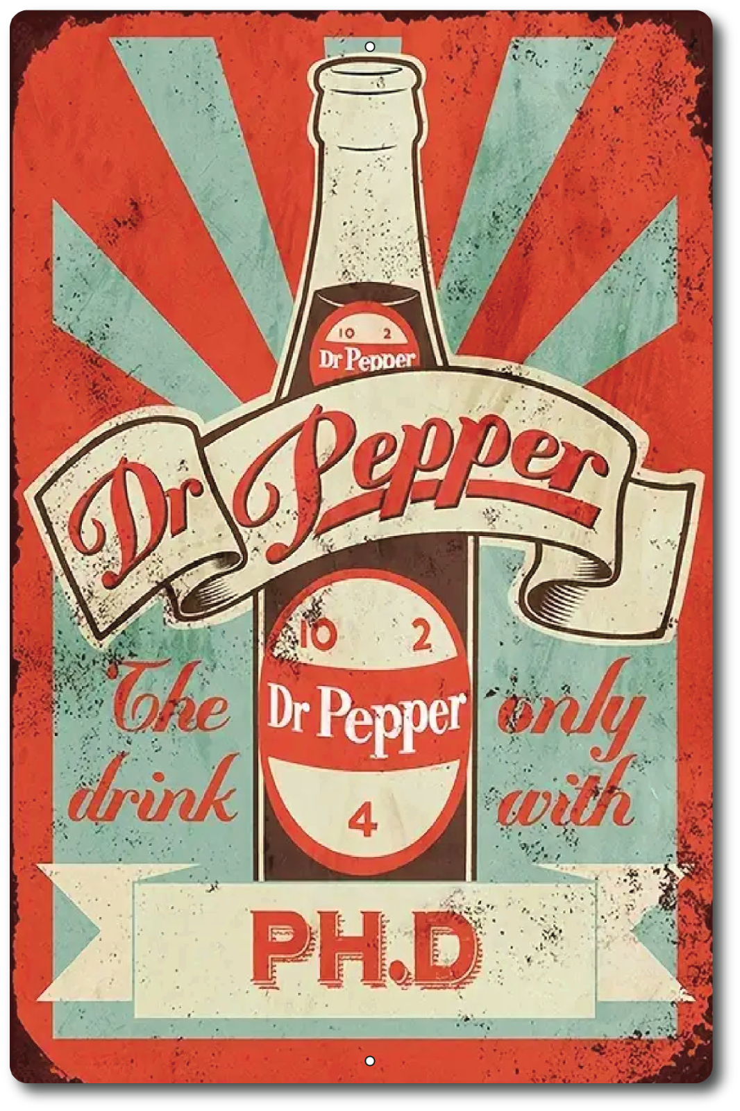 Dr Pepper Sign Metal tin Vintage look. metal Soda SIGN Tin PEPPER Bar . decor