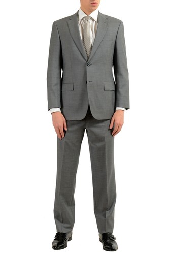Pre-owned Hugo Boss "paolini1/movio1us" Men's 100% Wool Gray Two Button Suit