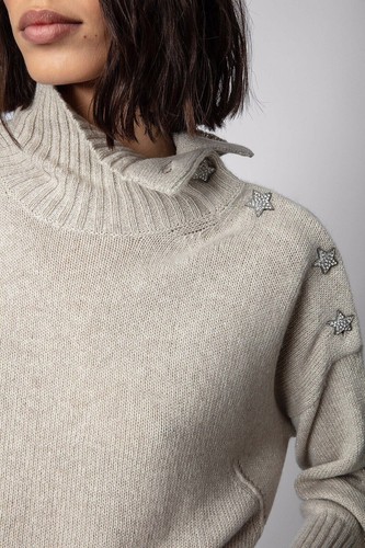 Pre-owned Zadig & Voltaire Alma Jumper Bijoux Sweater Cashmere Pullover Star $798, S In Silver