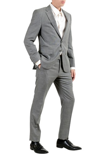Pre-owned Hugo Boss "t-harvers4/glover3" Men's Silk Wool Gray Slim Two Button Suit