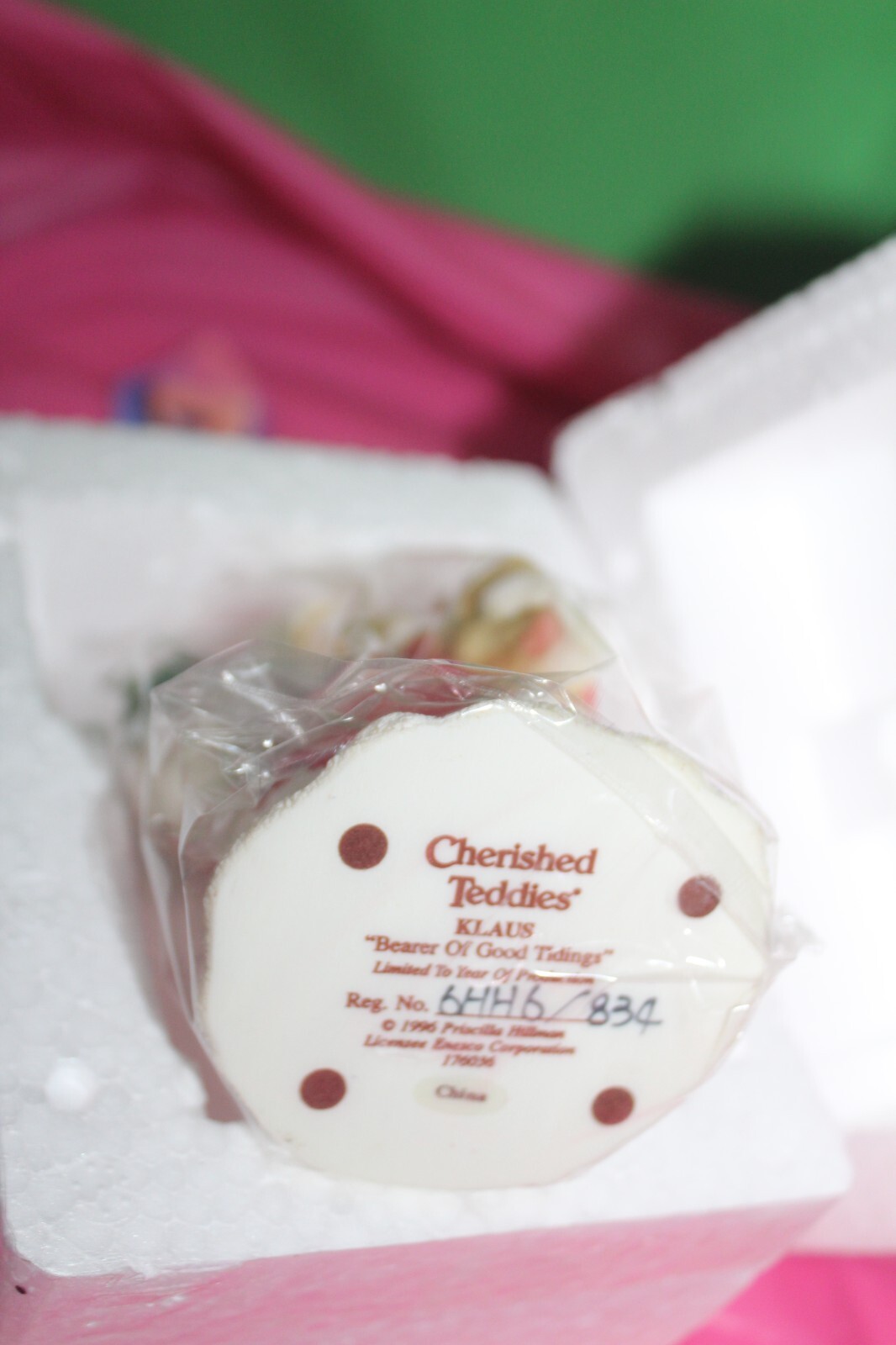 Enesco Cherished Teddies Figurine Klaus Bearer of Good Tidings 176036  1996