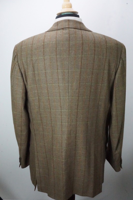 Kiton Brown Cold Plaid 100% Cashmere Sport Coat Jacket Sz