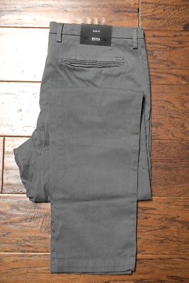 Hugo Boss Men's Kaito Slim Fit Stretch Cotton Dark Gray Chino Pants 32R EU 48