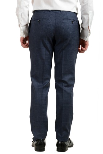 Pre-owned Hugo Boss Men's "t-jarrod/lone" Regular Fit 100% Wool Plaid Two Button Suit In Blue