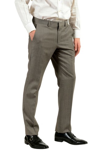 Pre-owned Hugo Boss "halsey/merrill2" Men's 100% Wool Gray Two Button Suit
