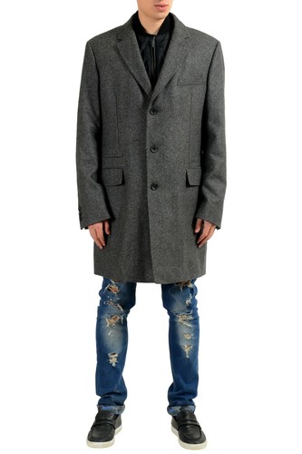 Pre-owned Hugo Boss "nadim" Men's Wool Gray Built-in Vest Three Button Coat Us 2xl It 56