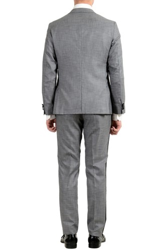 Pre-owned Hugo Boss "novid/bristow_1" Men's Wool Silk Slim Gray Tuxedo Two Button Suit