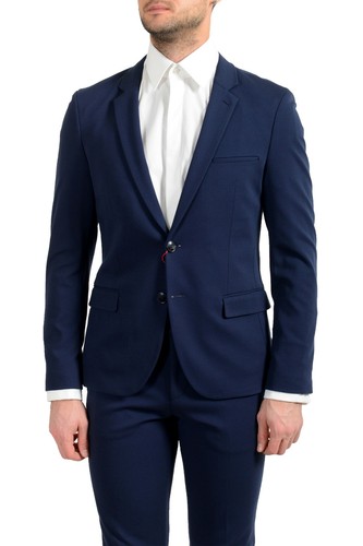 Pre-owned Hugo Boss "anfred/heiron192j" Men's Blue Extra Slim Stretch Two Button Suit