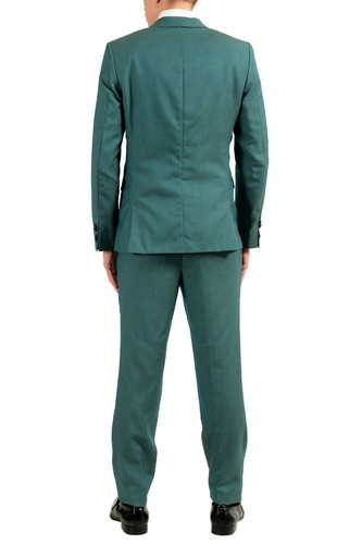 Pre-owned Hugo Boss "astian/hets" Men's 100% Wool Green Two Button Suit