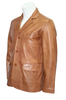 INFINITY KLASSISCHE BLAZER HERREN TAN 865 TAILLIERT WEICH ECHTES NAPPA LEDER JACKE MANTEL