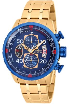 Invicta Mens 19173 Aviator Quartz Chronograph Blue Dial Watch