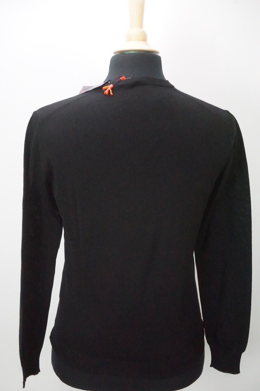 Pre-owned Isaia Napoli Scollo V Solid Black 100% Wool V Neck Sweater Sz S Brand W/tags