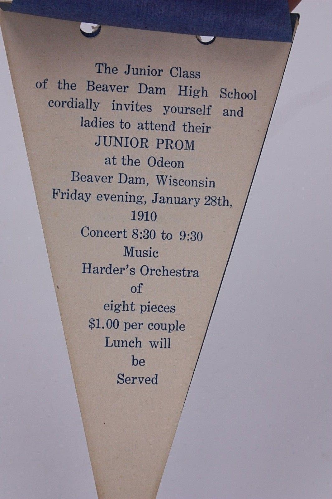 Jr. Class Prom Beaver Dam wI H.S. Dance Cards Invitations Lot 2 Vtg 1910 1911