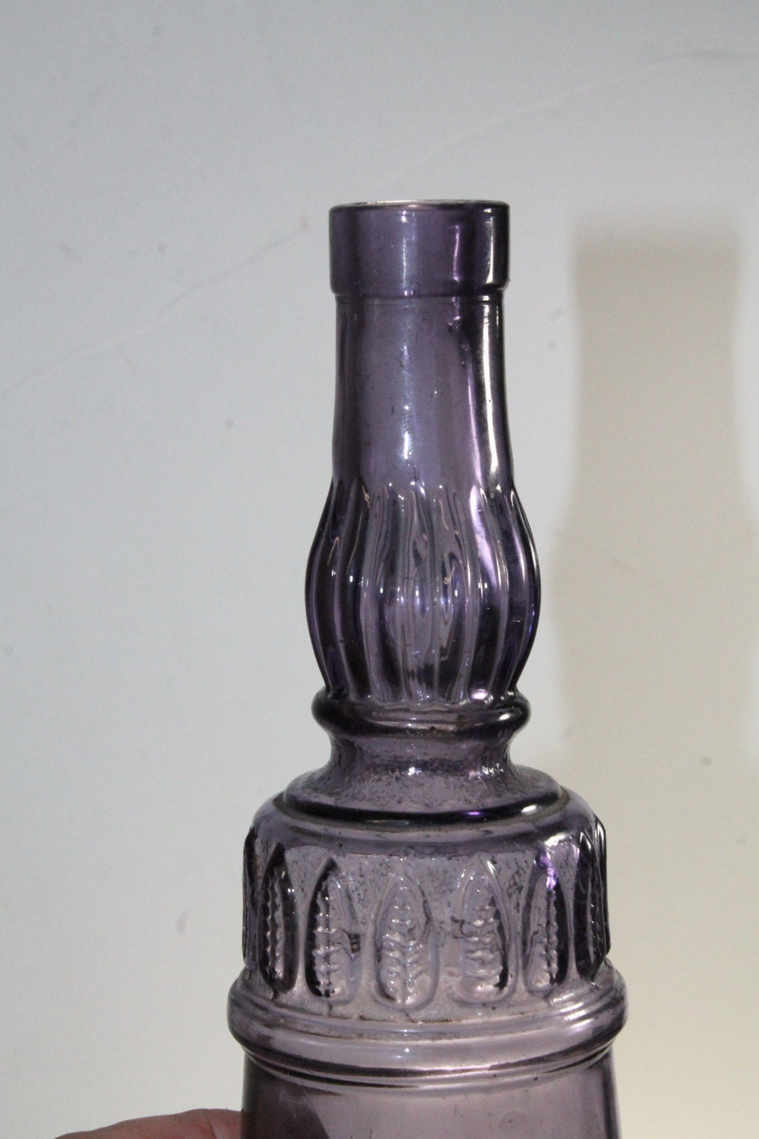 ANTIQUE PURPLE WHISKEY BOTTLE  DECANTER WITH STAR & MOON 13 1/2''