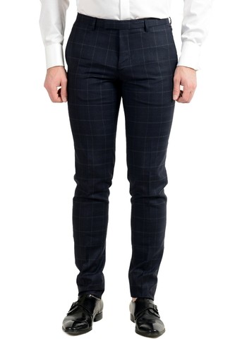 Pre-owned Hugo Boss "t-royston/wain1" Men's Extra Slim 100% Wool Plaid Two Button Suit In Multicolor