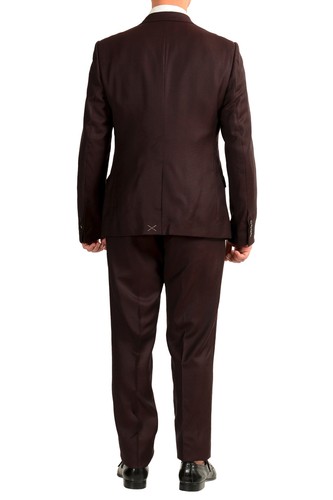 Pre-owned Dolce & Gabbana Men's Multi-color Silk Wool Plaid Three Piece Suit Us 44r It 54r In Purple/black